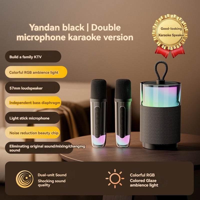 New wireless Bluetooth speaker with high aesthetics and high sound quality, color lights, subwoofer, long battery life, microphone and karaoke set for use.