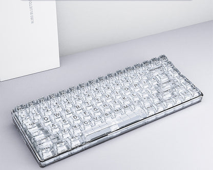 Transparent Ice Cube Crystal Wireless Bluetooth Mechanical Keyboard - Hot Plug, Universal Compatibility with Computers, Laptops, and Tablets, White Axis