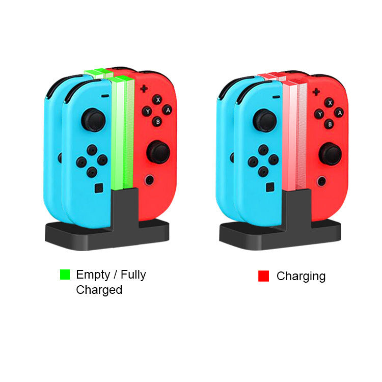 Switch Joy-Con Charging Dock – 4-Port LED Charger Stand with Type-C Input, Compatible with Nintendo Switch Controllers