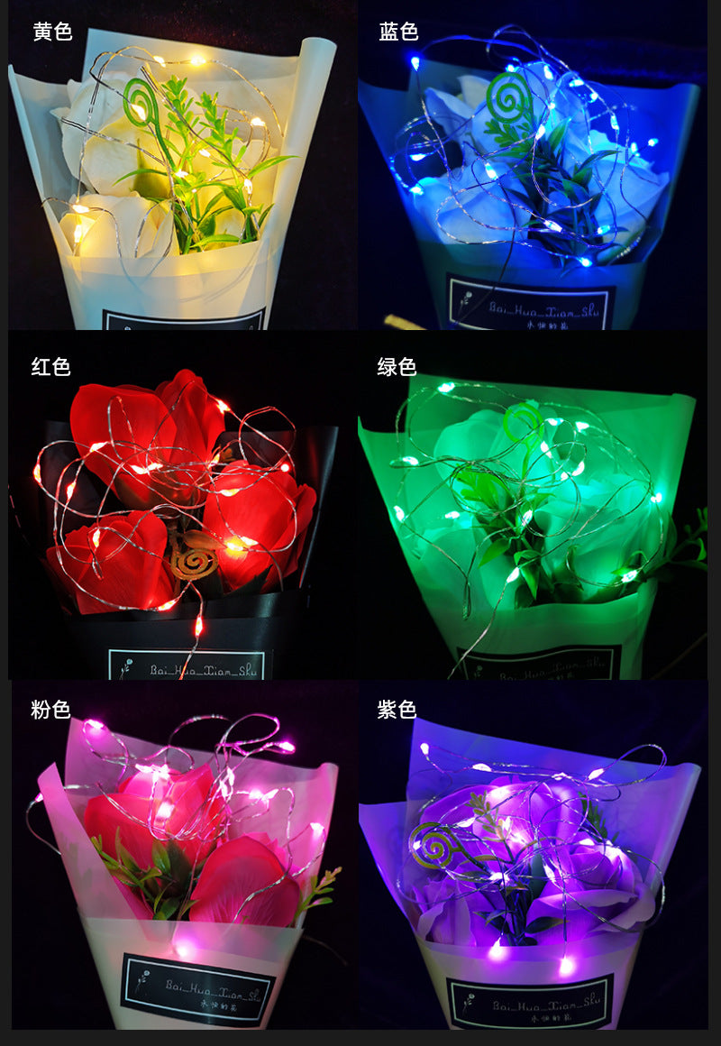 Button-Shaped Christmas Colorful String Lights - Fresh Flower Cake Decoration - Copper Wire LED Battery Christmas Lights