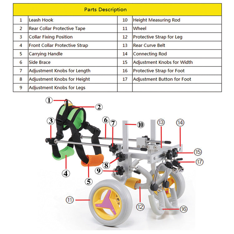 Pet Rehabilitation Walking Assistance Car, Puppy Disabled Car, and Two-Wheeled Scooter for Dogs