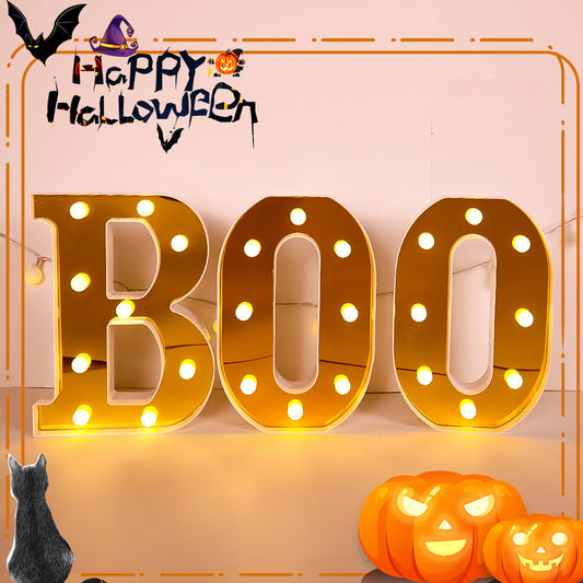 Halloween "BOO" LED Lights – Pumpkin Glowing Letter Decor