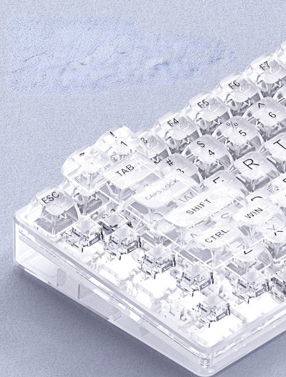 Transparent Ice Cube Crystal Wireless Bluetooth Mechanical Keyboard - Hot Plug, Universal Compatibility with Computers, Laptops, and Tablets, White Axis