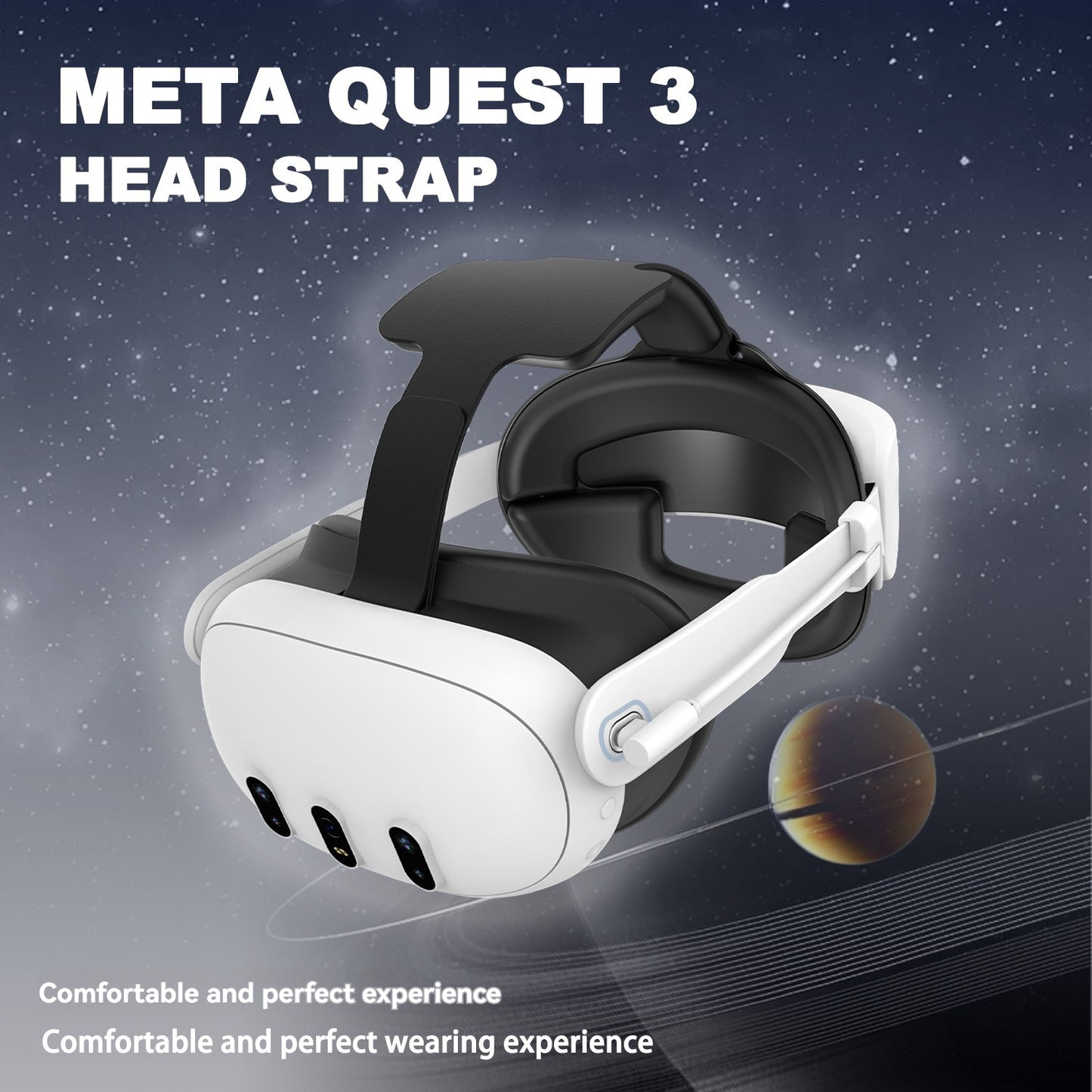 Meta Quest 3 Head Strap with Adjustable Fit, Pressure-Free Design, Charging Capability, and Extended Battery Life - Elite Headband for Quest 3 VR Accessories