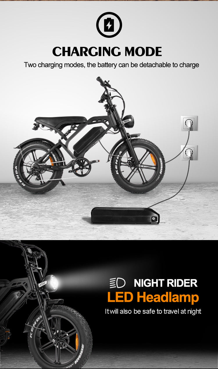 20-inch electric snow bike with front and rear suspension and integrated wheel shift electric off-road bicycle