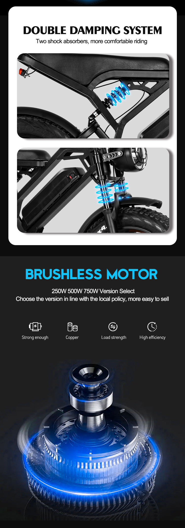 20-inch electric snow bike with front and rear suspension and integrated wheel shift electric off-road bicycle