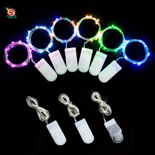 Button-Shaped Christmas Colorful String Lights - Fresh Flower Cake Decoration - Copper Wire LED Battery Christmas Lights