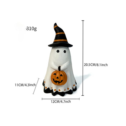 Halloween Ghost & Pumpkin Resin Figurines – Party Props & Decorations