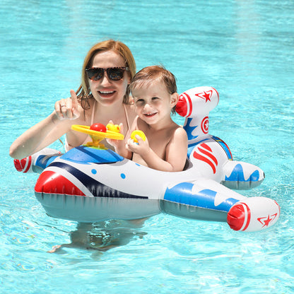 Swimbobo Baby Swim Seat Float – Airplane Design with Steering Wheel and Horn, Thickened PVC