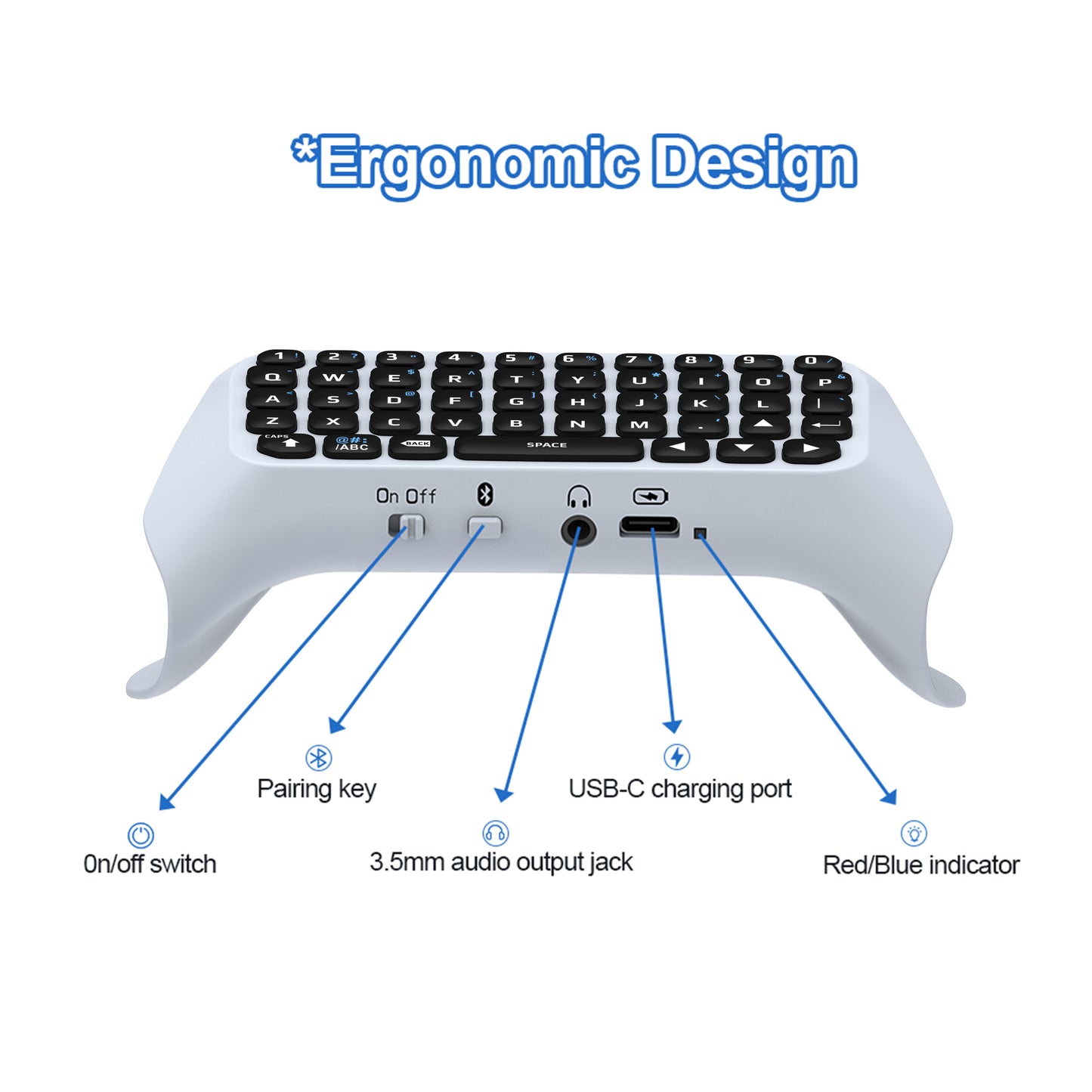 PS5 Wireless Bluetooth External Keyboard with Built-in Speaker for Voice Chat