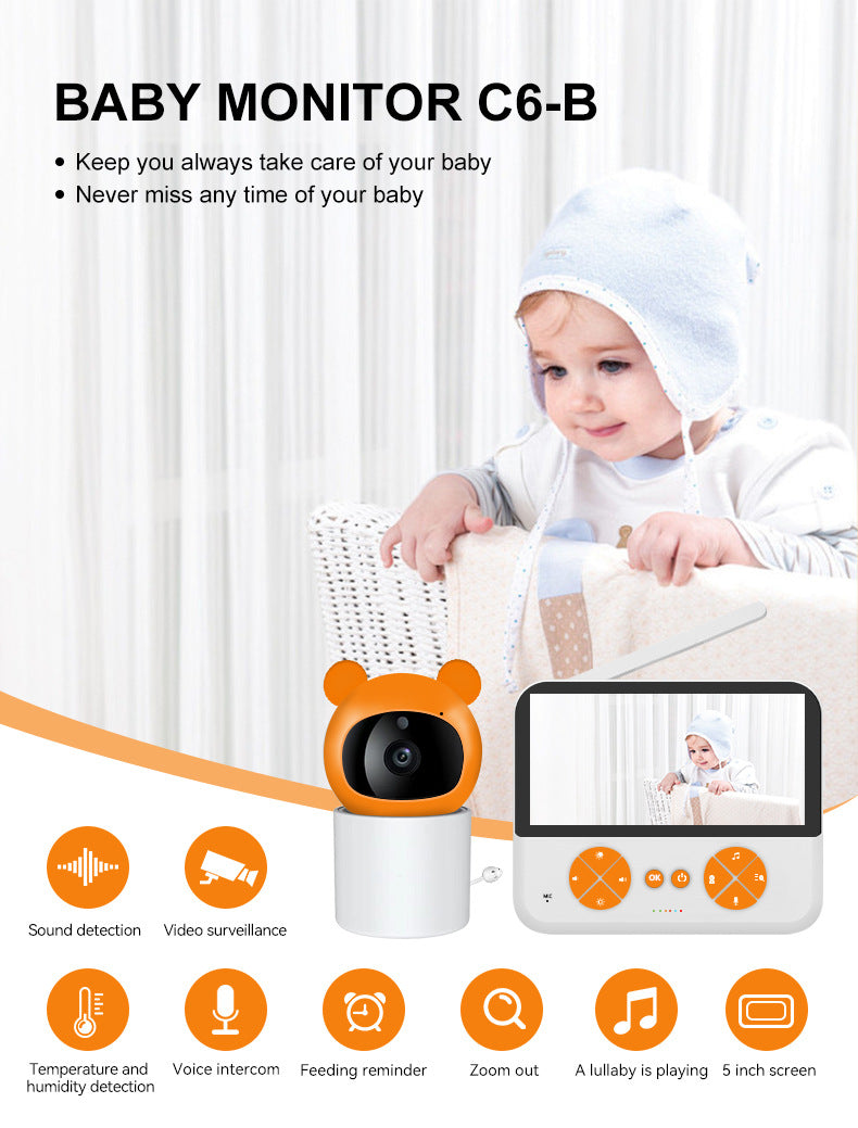 5-Inch Display Baby Monitor with Two-Way Audio and 355° Video Surveillance