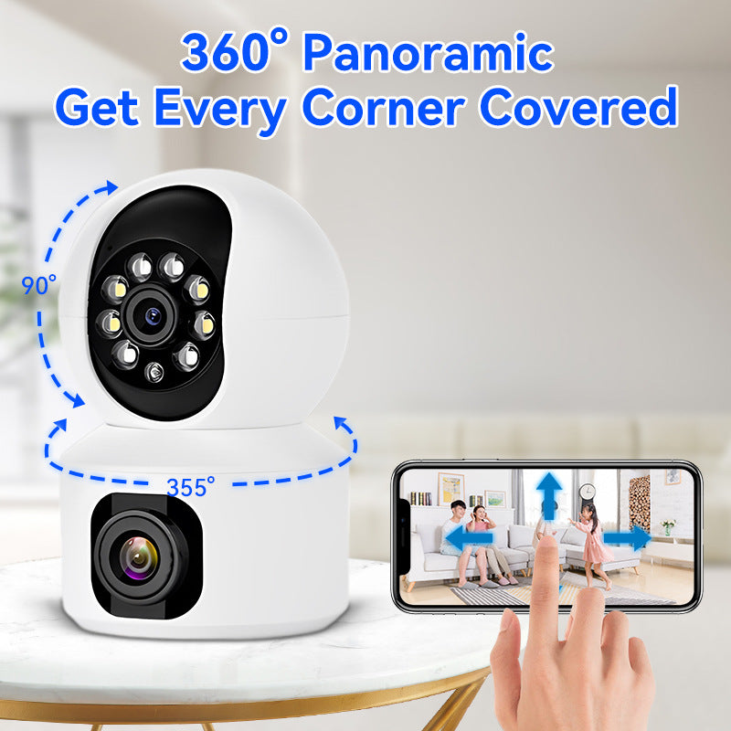 4-Megapixel Super Clear Dual-Lens Camera - Wireless WiFi Indoor Night Vision HD Remote Pan-and-Tilt Surveillance Camera