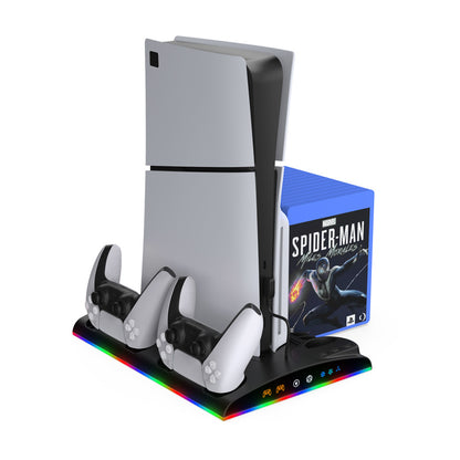 PS5Slim/PS5 Multi-Functional Stand with Dual Controller Charger and Headphone Storage - PS5 Game Accessory - DOBE TP5-3570