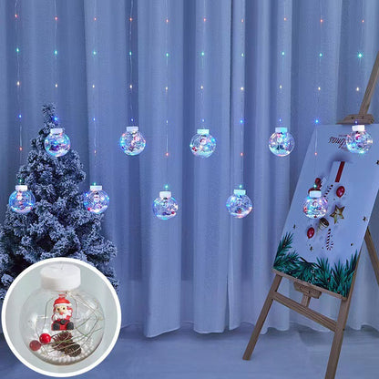 LED String Lights - Christmas Wishing Balls, Curtain Lights, Colorful Snowman, Christmas Tree, Window Decor, Wire Lights Curtain for Window Decoration