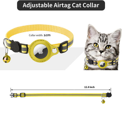 Reflective Pet Collar with Protective Sleeve for Apple AirTag Tracker