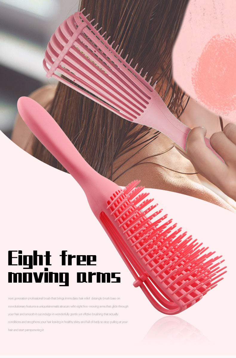 Women's Hair Care Kit - Shampoo, Octopus Comb, Hairdressing, Big Bend Comb, Straight Roll Shape Octopus Rib Comb