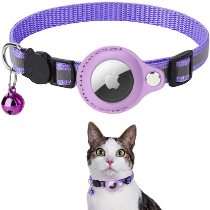 Reflective Pet Collar with Protective Sleeve for Apple AirTag Tracker