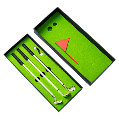 Golf Gift Pen Set - Desktop Mini Golf Putting Green with Metal Golf Club Ballpoint Pens