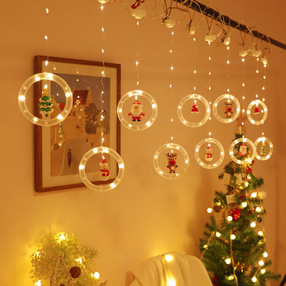 LED Snowman Curtain Lights - USB Christmas Tree and Icicle String Lights for Holiday Window Decor