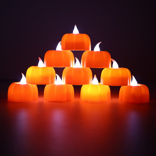 12 Halloween Mini LED Pumpkin Night LightS – Festive Candle for Halloween & Christmas Decor