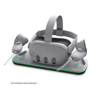 Meta Quest 3 VR Charging Dock with Controller Docking – Contact-Based Charging Stand with Colorful LED Lights for Meta Quest 3