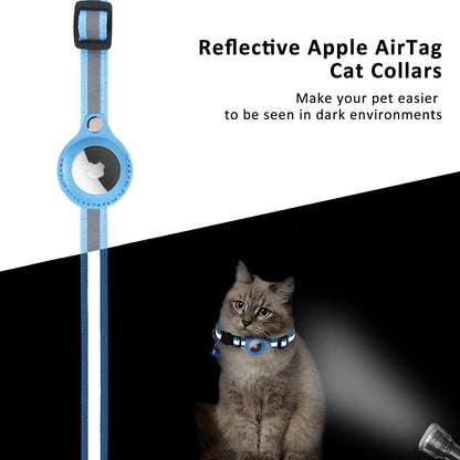 Reflective Pet Collar with Protective Sleeve for Apple AirTag Tracker