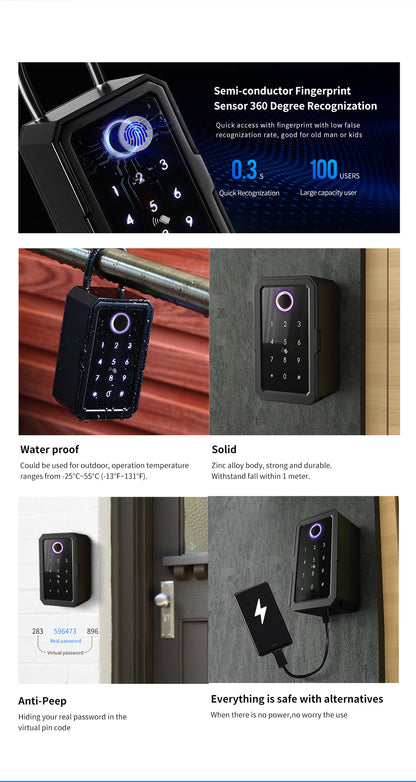 Fingerprint Key Box Password Storage Box - WiFi Enabled TTLock Bluetooth Fingerprint Lock