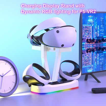 PS5 VR2 Magnetic Charging Dock with RGB Lighting - Gaming Accessory for PS VR2 and VR Headset Storage