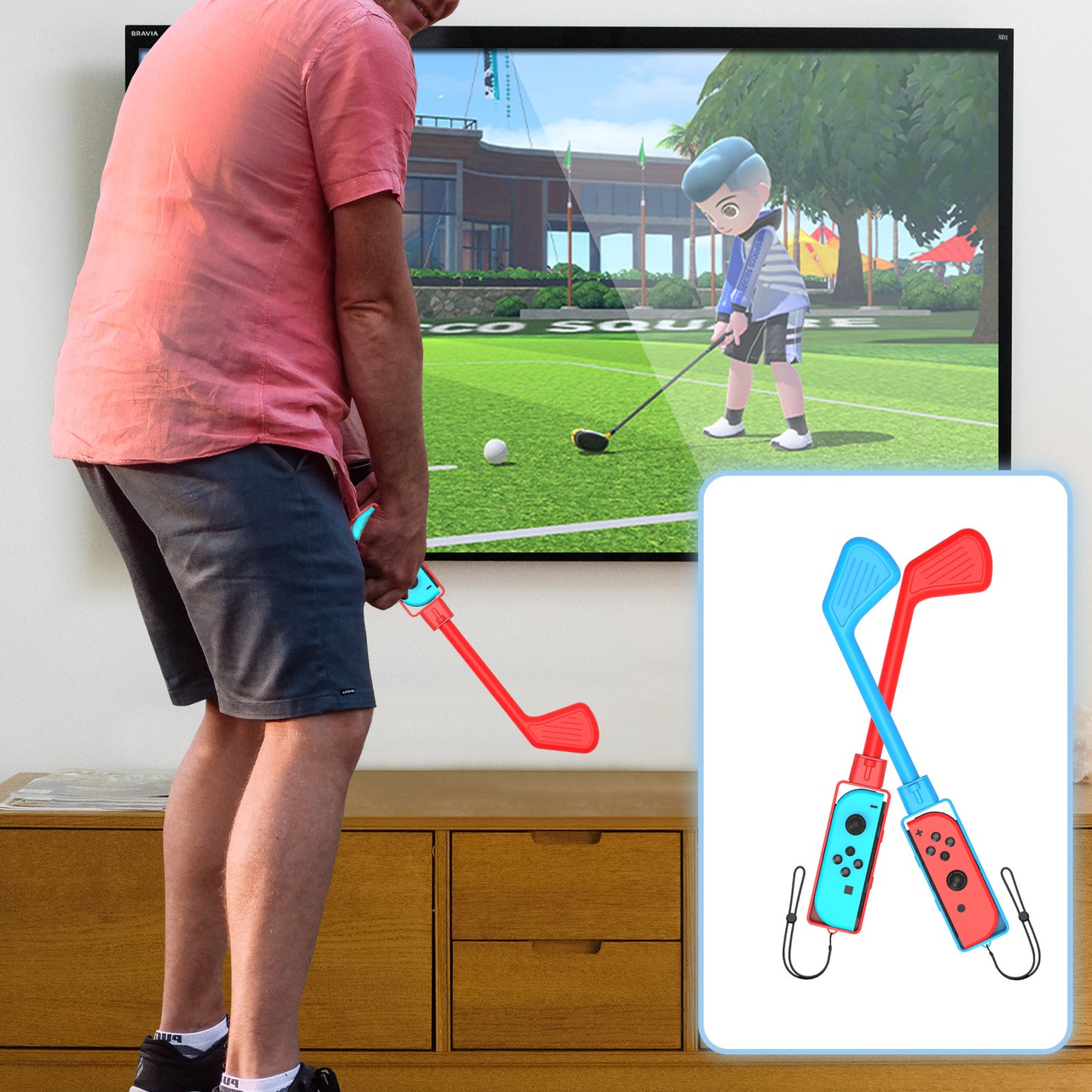 Switch 12-in-1 Sports Kit with Tennis Rackets, Golf Clubs, Leg Strap, Arm Band, Wrist Guards, Light Sword, and Grip Handles - Compatible with Nintendo Switch