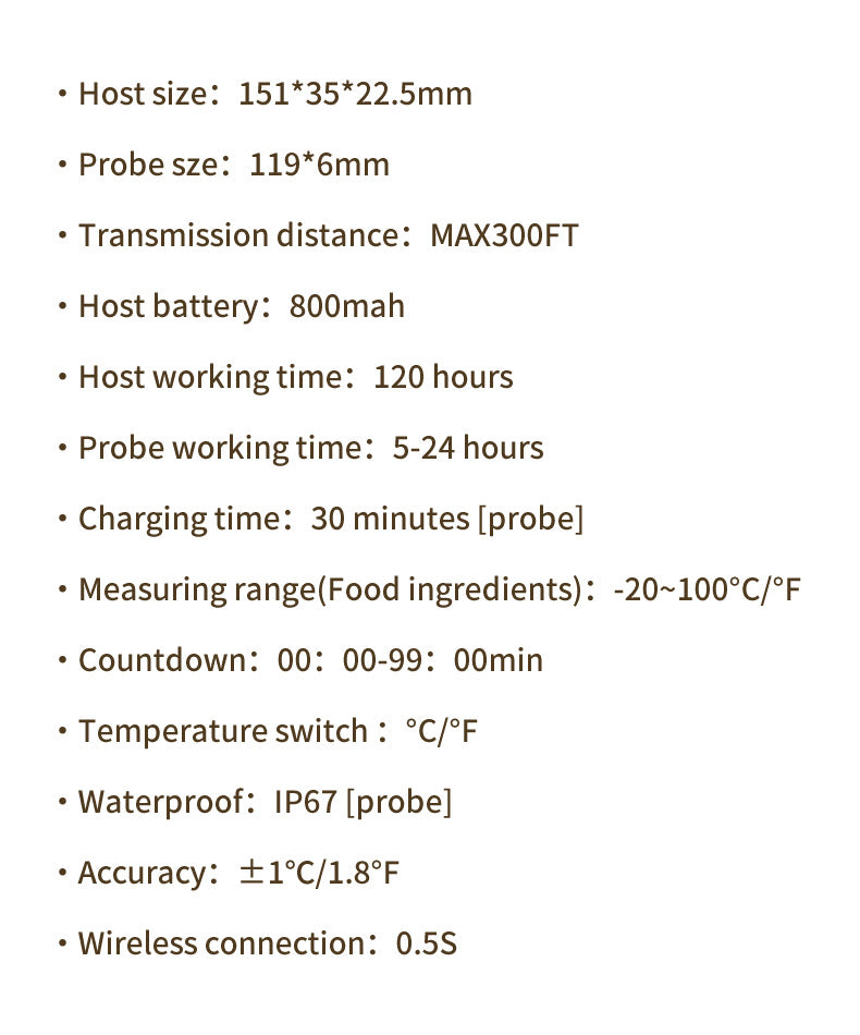 Smart BBQ Meat Temperature Monitor - Wireless Temperature Gauge with Smartphone Bluetooth App Control