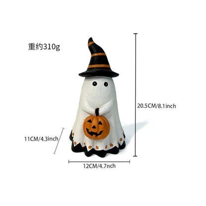 Halloween Ghost & Pumpkin Resin Figurines – Party Props & Decorations