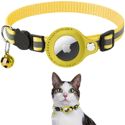 Reflective Pet Collar with Protective Sleeve for Apple AirTag Tracker