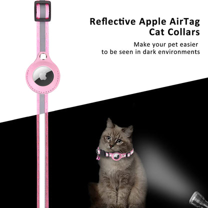 Reflective Pet Collar with Protective Sleeve for Apple AirTag Tracker