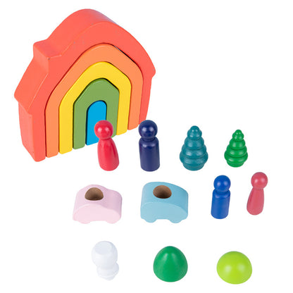 Rainbow Arch Wooden Building Blocks Set