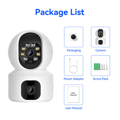 4-Megapixel Super Clear Dual-Lens Camera - Wireless WiFi Indoor Night Vision HD Remote Pan-and-Tilt Surveillance Camera