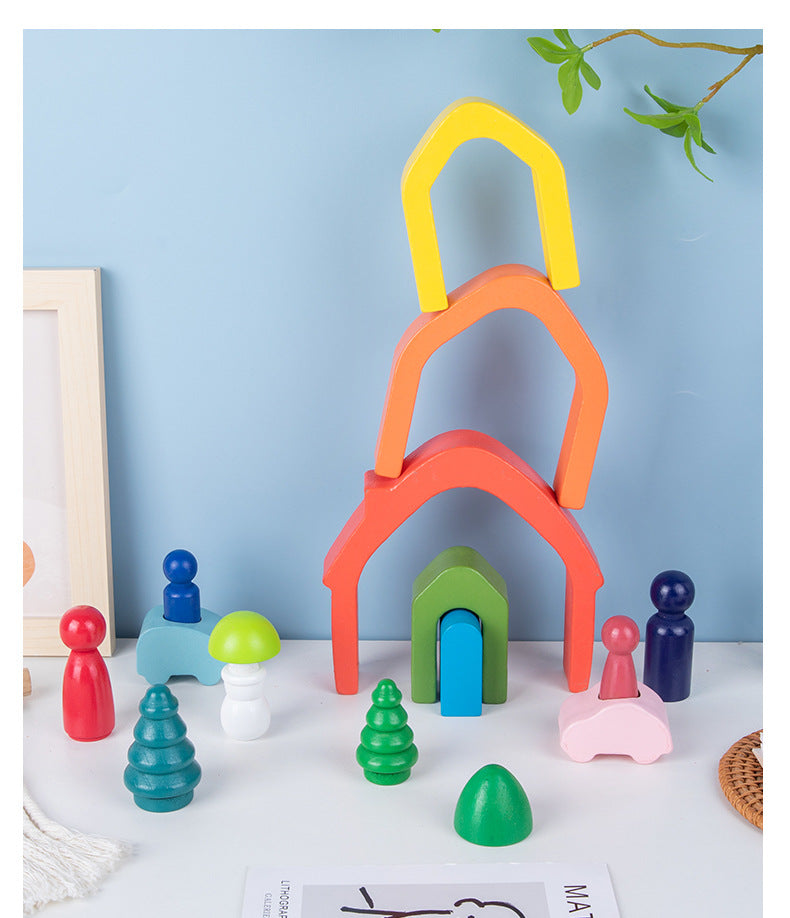 Rainbow Arch Wooden Building Blocks Set