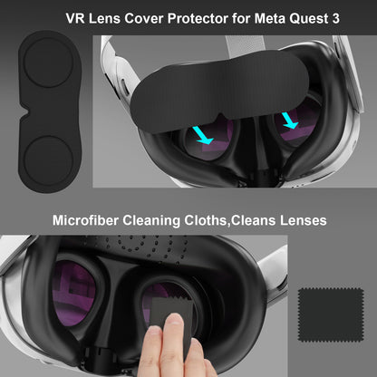 Compatible Meta Quest3 VR Headset Protective Shell, VR Lens Cover, Hand Grip Silicone Cover, and Face Mask