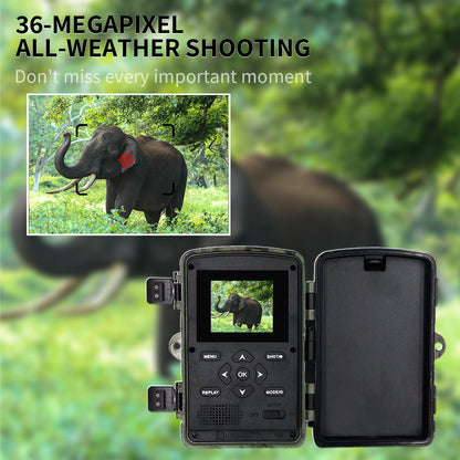 High-Definition Infrared Hunting Camera - 36MP Animal Camera Security Monitoring with 3 PIR Sensors