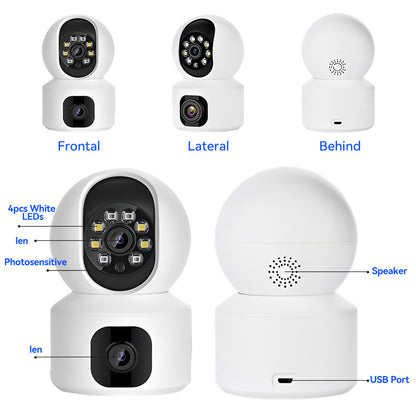 4-Megapixel Super Clear Dual-Lens Camera - Wireless WiFi Indoor Night Vision HD Remote Pan-and-Tilt Surveillance Camera