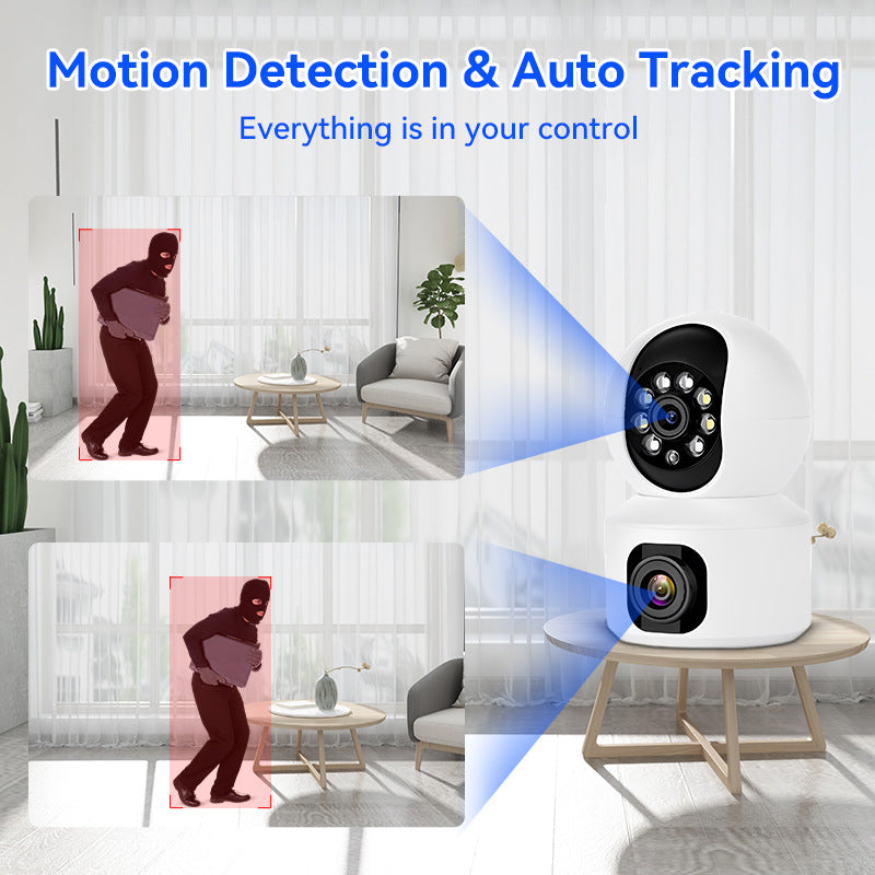 4-Megapixel Super Clear Dual-Lens Camera - Wireless WiFi Indoor Night Vision HD Remote Pan-and-Tilt Surveillance Camera