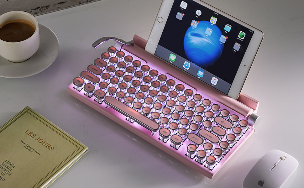 Punk Retro Mechanical Keyboard - Esports, Office, Wired, Wireless, Bluetooth - Green Shaft Typewriter Style