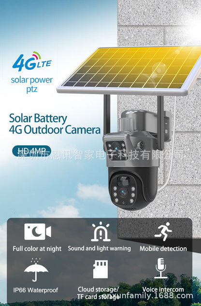 Solar-Powered 360° Outdoor Security Camera | Wireless HD Night Vision with Remote Access