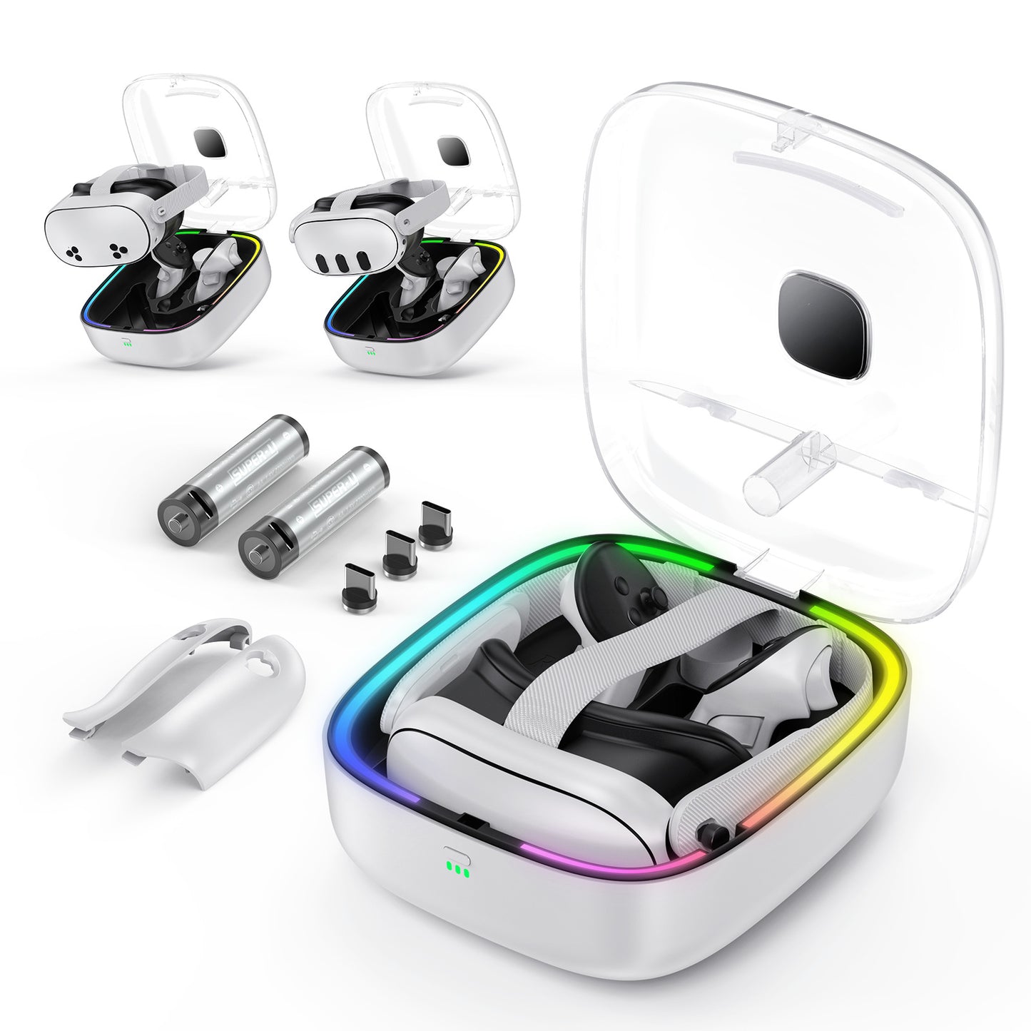 Meta Quest3/3S VR Glasses Magnetic Charging Dock with Battery Pack - Enhanced Battery Life & Easy-to-Use Design