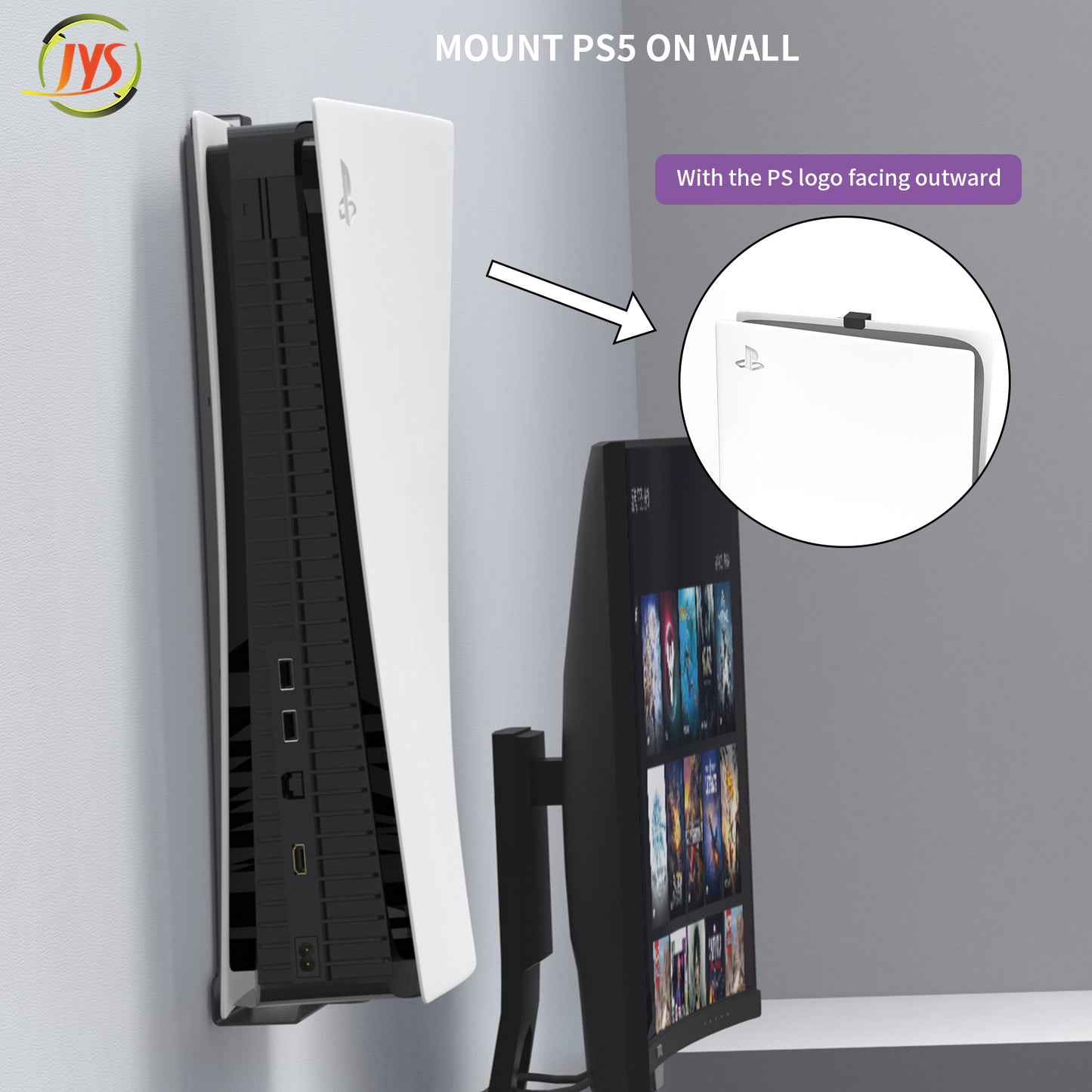 PS5 Wall Mount and Storage Hook Set - Universal Wall Bracket for P5 Console