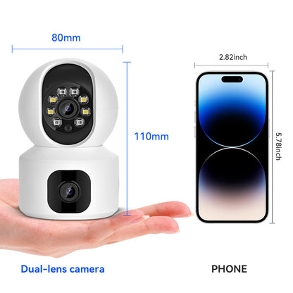 4-Megapixel Super Clear Dual-Lens Camera - Wireless WiFi Indoor Night Vision HD Remote Pan-and-Tilt Surveillance Camera