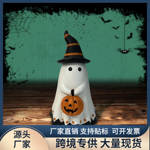 Halloween Ghost & Pumpkin Resin Figurines – Party Props & Decorations