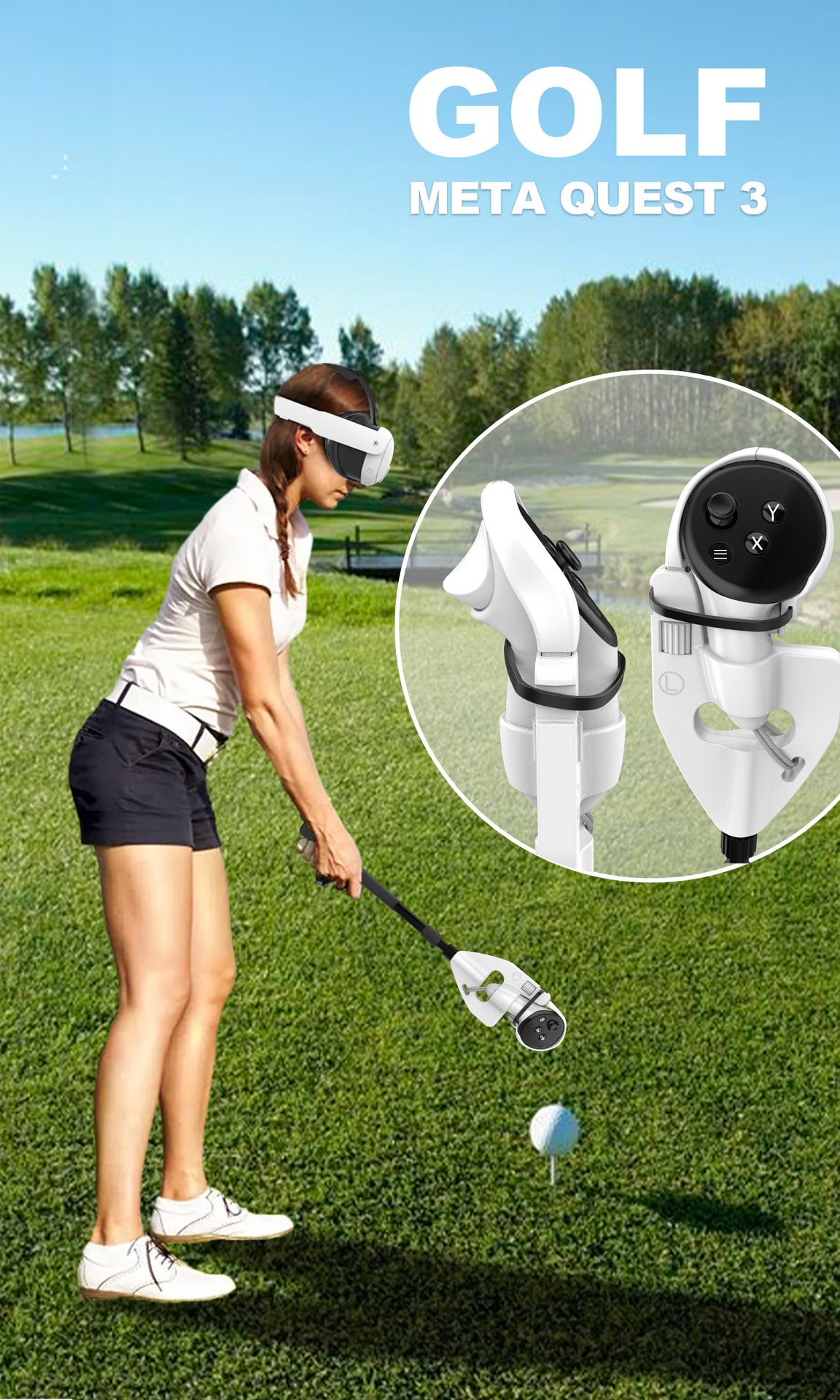 VR Golf Club Accessory for Meta Quest 3 - Enhance Your Gaming Experience with Oculus Compatible Controller