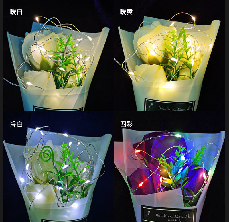 Button-Shaped Christmas Colorful String Lights - Fresh Flower Cake Decoration - Copper Wire LED Battery Christmas Lights