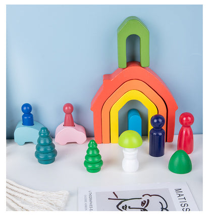 Rainbow Arch Wooden Building Blocks Set