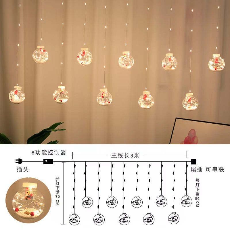 LED String Lights - Christmas Wishing Balls, Curtain Lights, Colorful Snowman, Christmas Tree, Window Decor, Wire Lights Curtain for Window Decoration